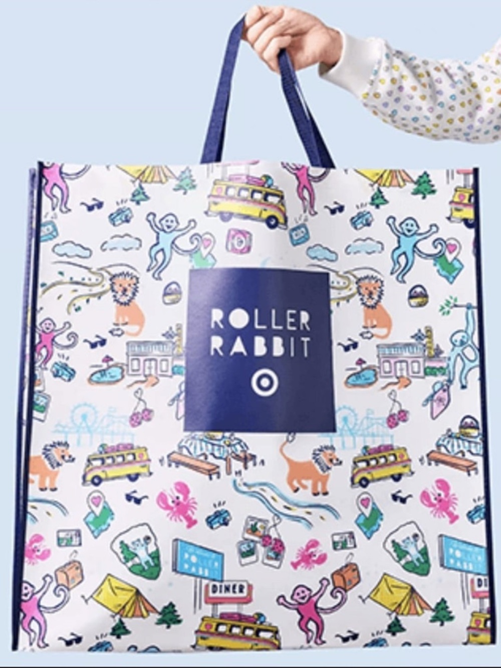 New Oversized Tote Bag Target x Roller Rabbit Monkey Heart Lobster